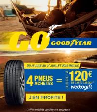 Chez 100% Pneu Croisy-sur-Andelle, promotion sur les pneus Goodyear ou Dunlop du 25 juin au 27 juillet 2019 inclus